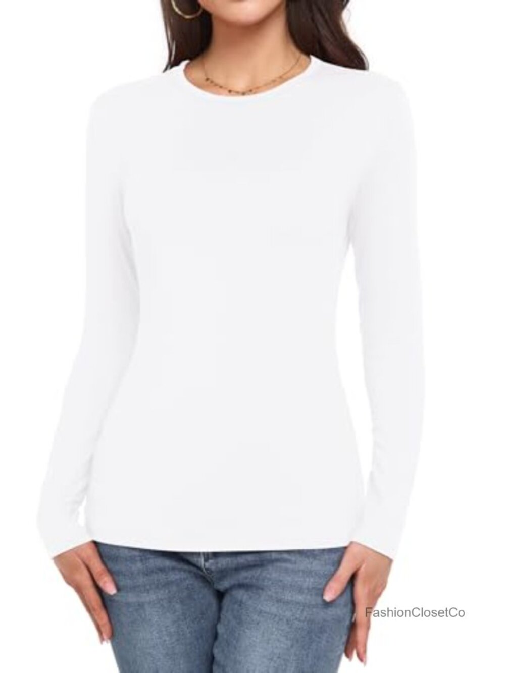 Long Sleeve Crew Neck Slim Fit Thermal Top for Women